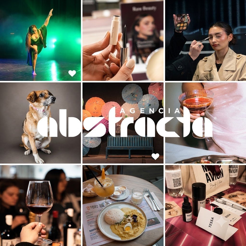 Mosaico de produções fotográficas da Abstracta, parceira audiovisual da Gab Global