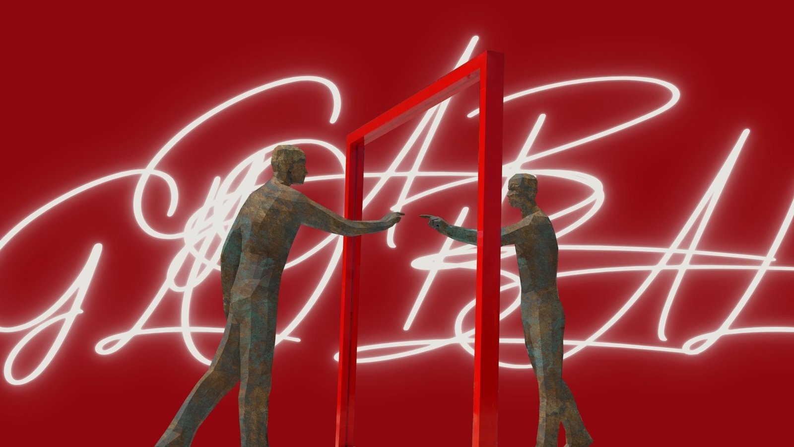 Identidade visual Gab Global, estilo editorial em vermelho e branco